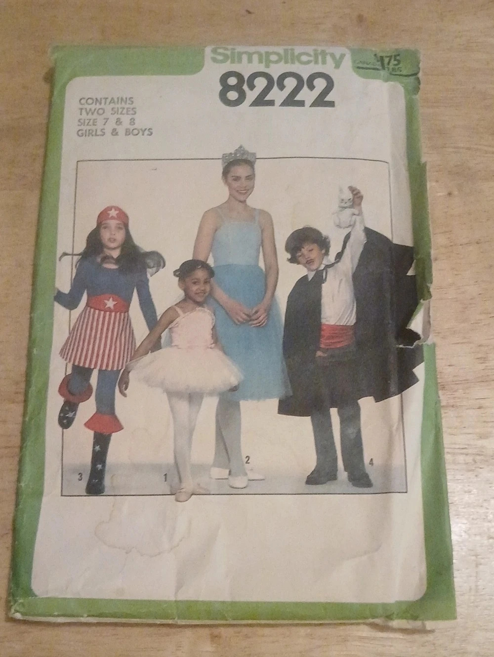1977 Vintage Simplicity 8222 Children's Costume Sewing Pattern Wonder Woman Etc